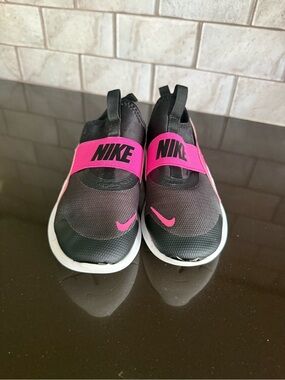Nike Black Slip-On Sneakers with Hot Pink Accents